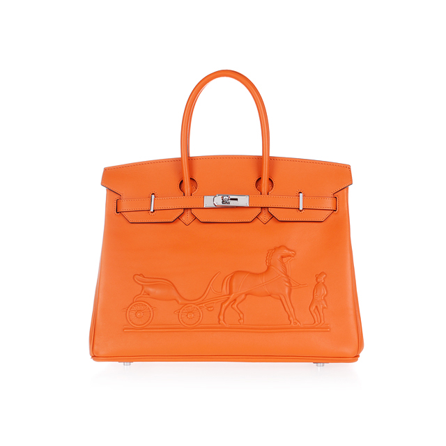 H35 Hermes Birkin 35CM con logo in rilievo borsetta luce arancione